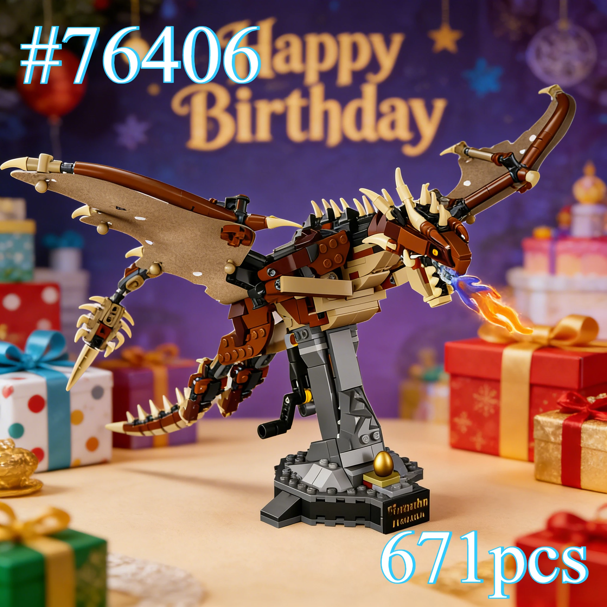 

Наборы строительных блоков Legendary Dangerous Flying Dragon76406, подходящие для рождественских подарков, совместимые с частицами Legoed, 671 шт.