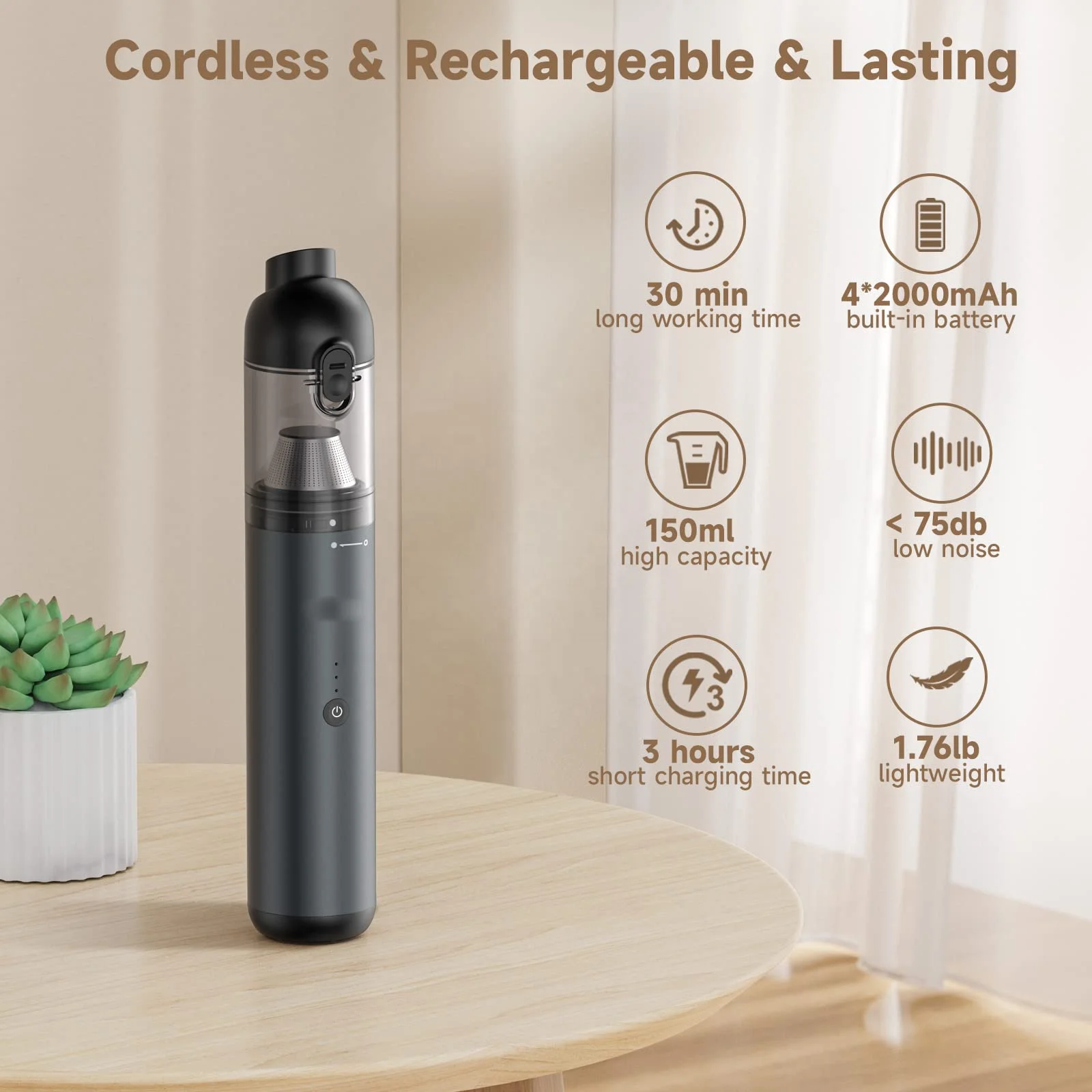 Portable Wireless Car Vacuum Cleaner Dust Catcher