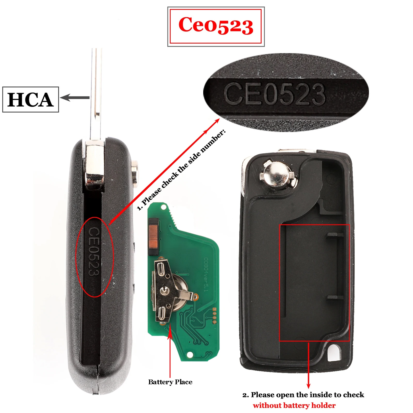 Jingyuqin 2-Tasten-Fernbedienung Autoschlüssel ASK/FSK 434Mhz für Citroen C4 C5 C6 C8 Xsara Picasso für Peugeot 107 207 307 308 CE0536/0523