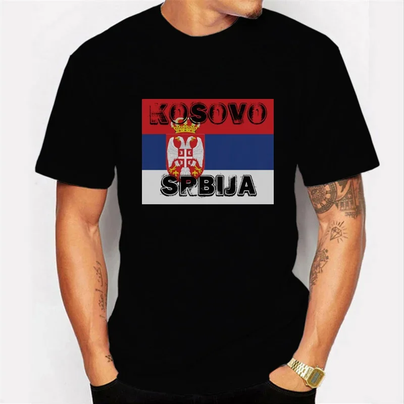 تي شيرت مطبوع عليه علم صربيا كوسوفو Srpska الوطنية. الصيف القطن قصير الأكمام س الرقبة رجل تي شيرت جديد S-3XL #1