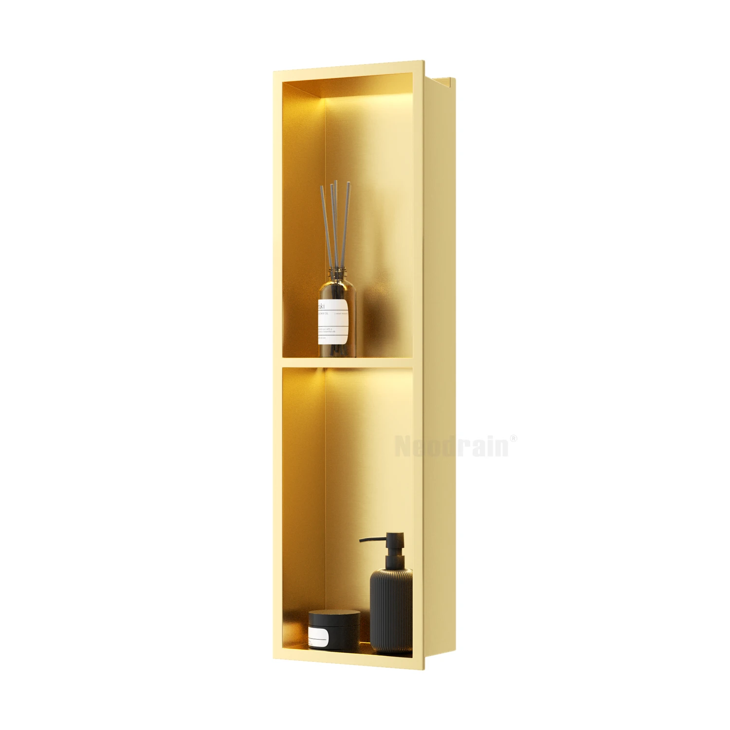 

OEM Double Layer Gold LED Wall Niche Bathroom Shower Niche Trendy Decor for a Luxurious Touch