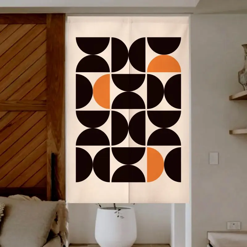 VIKAMA Minimalist Line Geometric Half Door Curtain Kitchen Bedroom Entrances Partition Curtain Modern Middle Ancient Home Decor