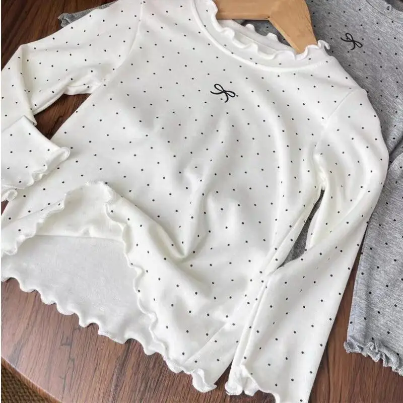 Child Cartoon Kawaii Long Sleeved Autumn New Princess Round Neck Tops Sweet Fashionable T-Shirt Sweat Wicking Moisture Absorbing