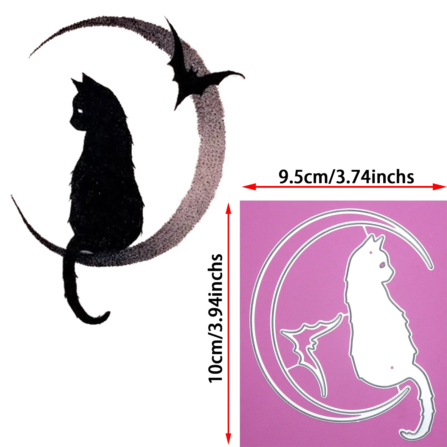 Black Moon Bat Cat Cutting Dies New Halloween Animal Metal Stencil for DIY Scrapbooking Gift Card Craft Decor