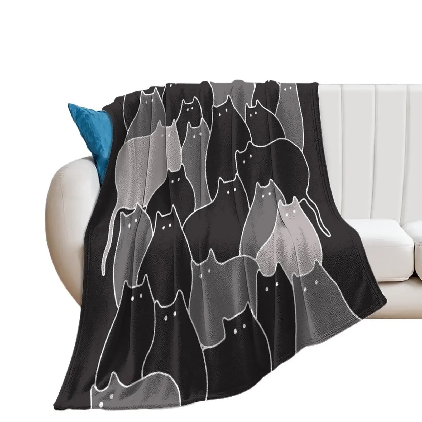 

Lots of Cats (Grey) Throw Blanket Decorative Beds heavy to sleep blankets ands Blankets