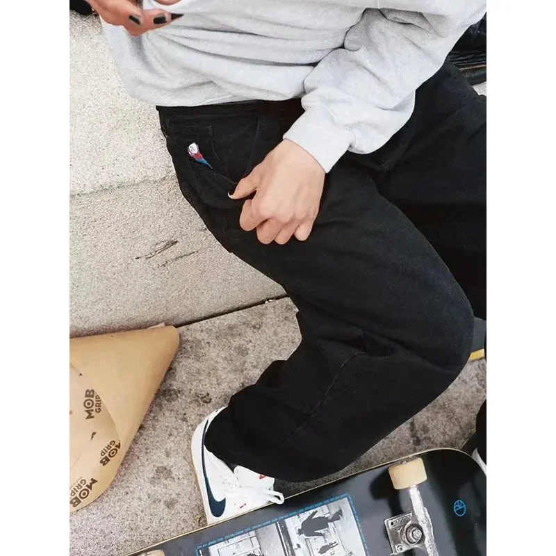 Streetwear Big Boy Jeans Y2K Hip Hop Cartoon Embroidery Retro Blue Baggy Jeans Pants Men Women Harajuku High Waist Wide Trouser