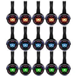 Stille Disco-hoofdtelefoon LED Draadloos oortelefoonsysteem Feestverjaardagsbundel 15st Headset 500m zender Oplaadbaar