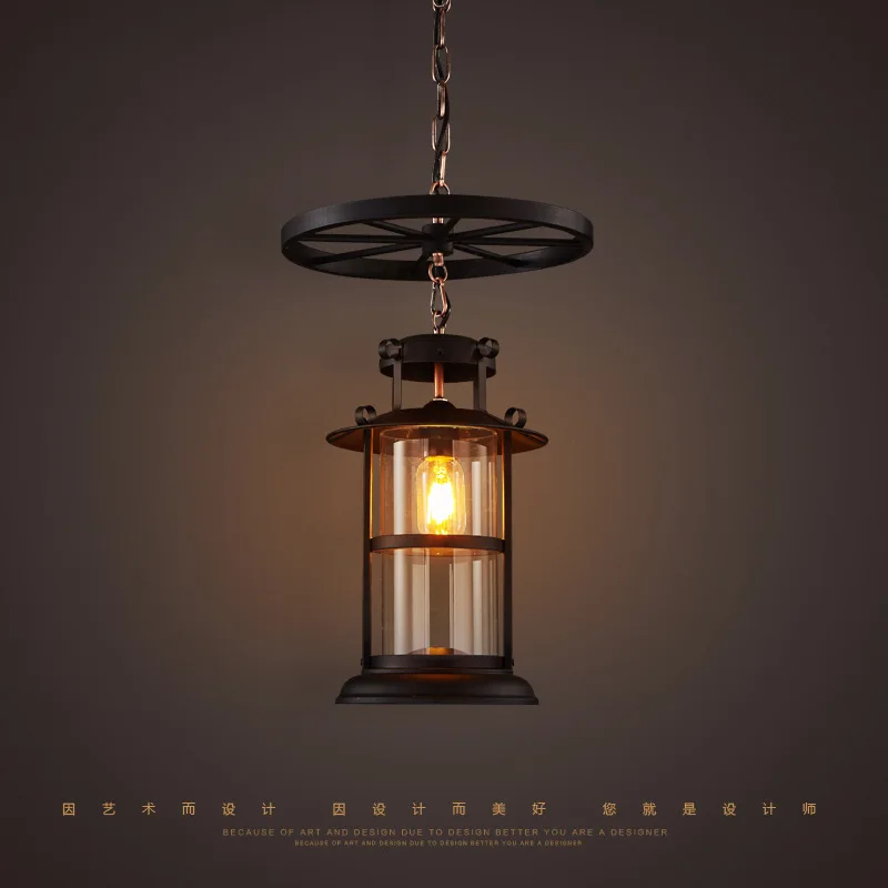 LED Retro Industrial Pendant Light Single Head Decorative Chandelier Adjustable Chain Glass Lamp Coffee Restaurant Bar Lighting