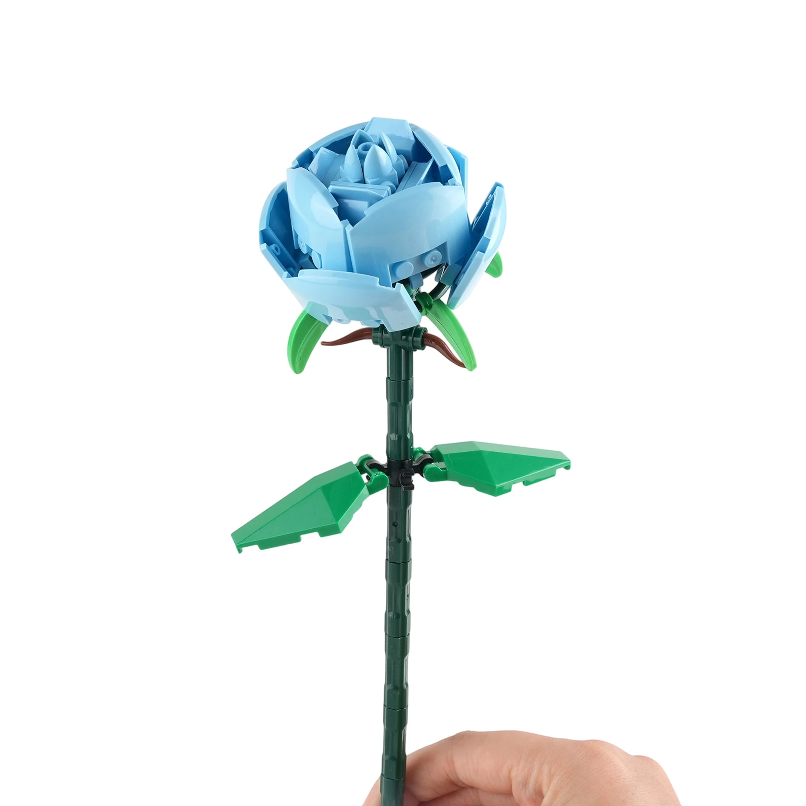 

Stemedu Blue Rose Flower, Small Building Blocks Plant, DIY Floral Arrangement Desk Decor Art Model