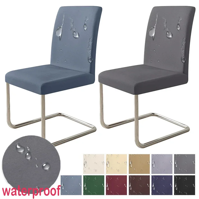 Waterproof Adjustable Chair Covers Set Dining Room Stretch Solid Color Seat Slipcover Removable High Back Chairs Cover