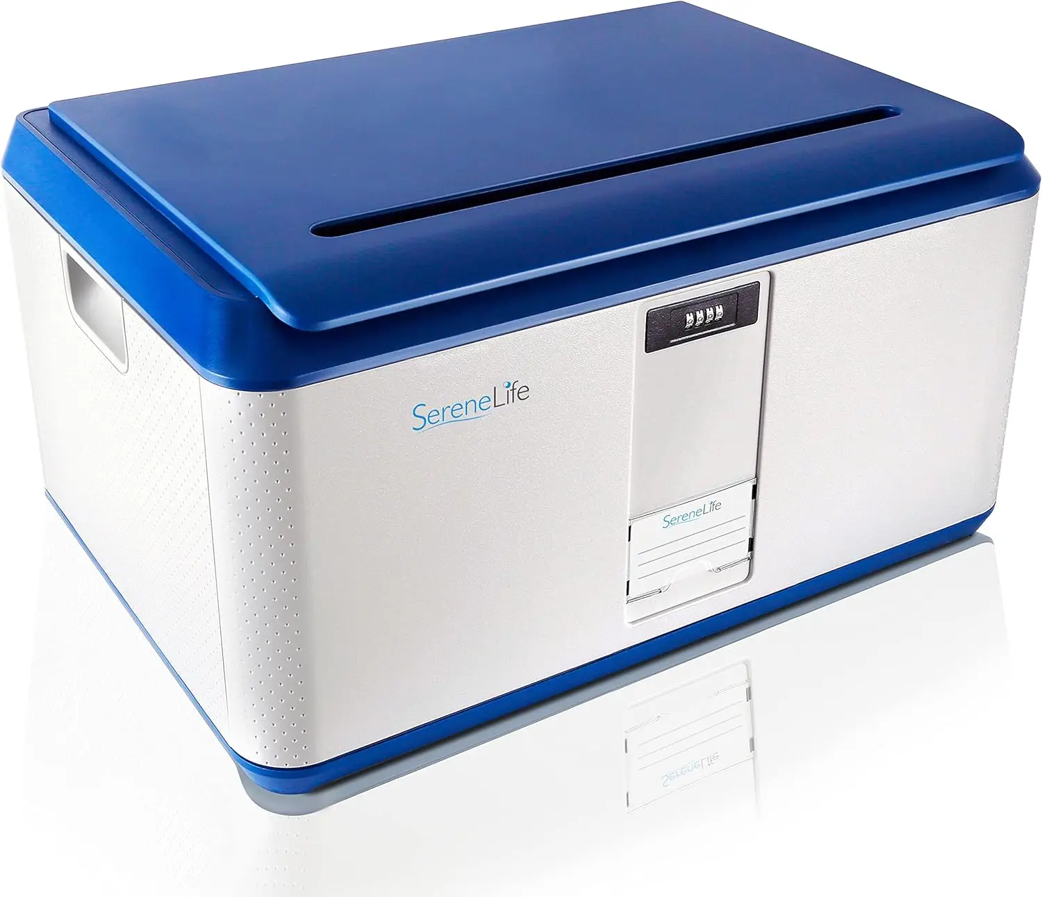 

21 Gallon Lockable Storage Box with Combination Lock, Durable Plastic Container for Home Organization, Blue