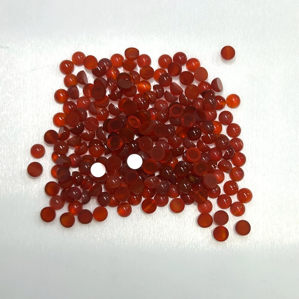 الأصلي مسطحة القاع 1.5 مللي متر إلى 4 مللي متر العقيق الأحمر الطبيعي جولة كابوشون أحجار كريمة مفكوكة