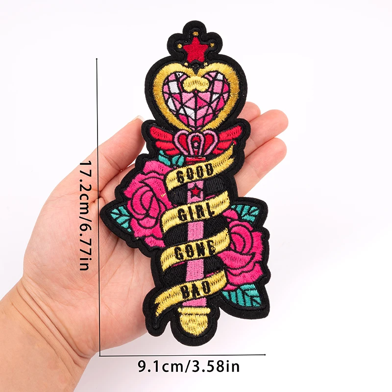 Cartoon Sailor Sun Moon opstrijkbare grote patches borduurwerk grote badges DIY Anime grote patches voor kleding meisje jeans applicaties