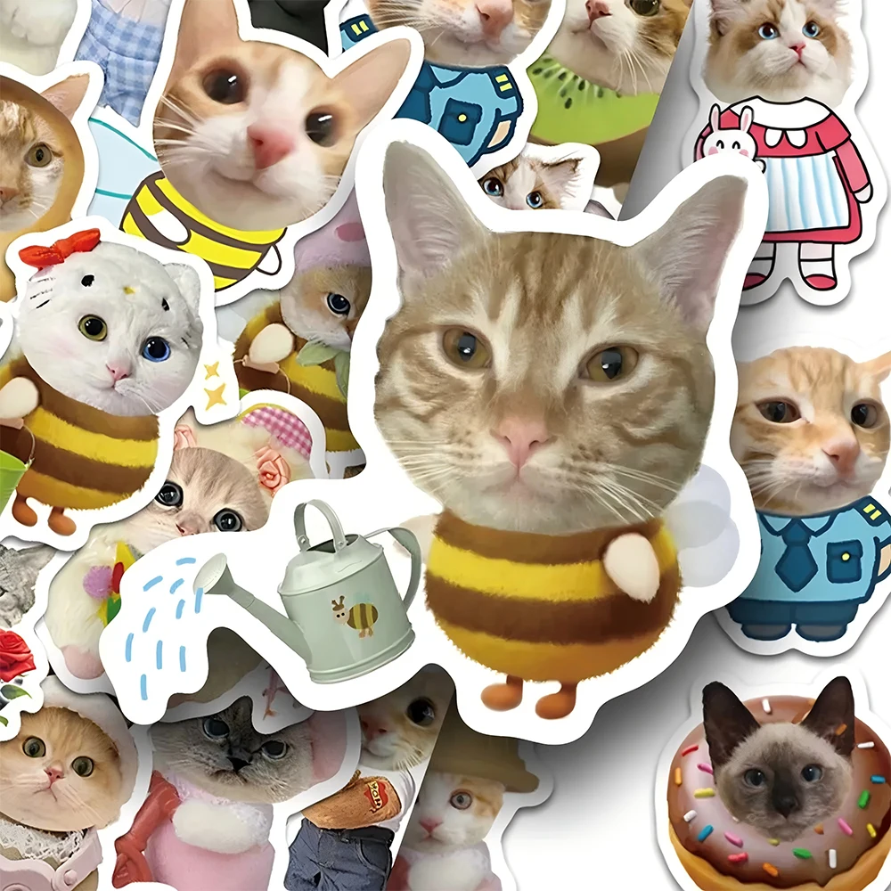 10/30/62pcs Cute Creative Cat Stickers Funny MEME Decals Toys DIY Motorcycle Helmet Notebook Phone Waterproof Sticker for Gifts