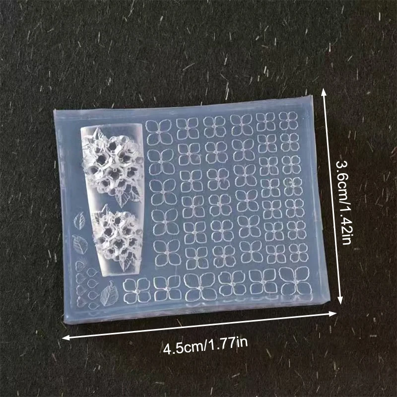 Hydrangea 3D High Transparency Nail Carving Mold DIY Design Silicone Petal Soft Stamping Plates Manicure Art Mold Decor Tools. - view 6