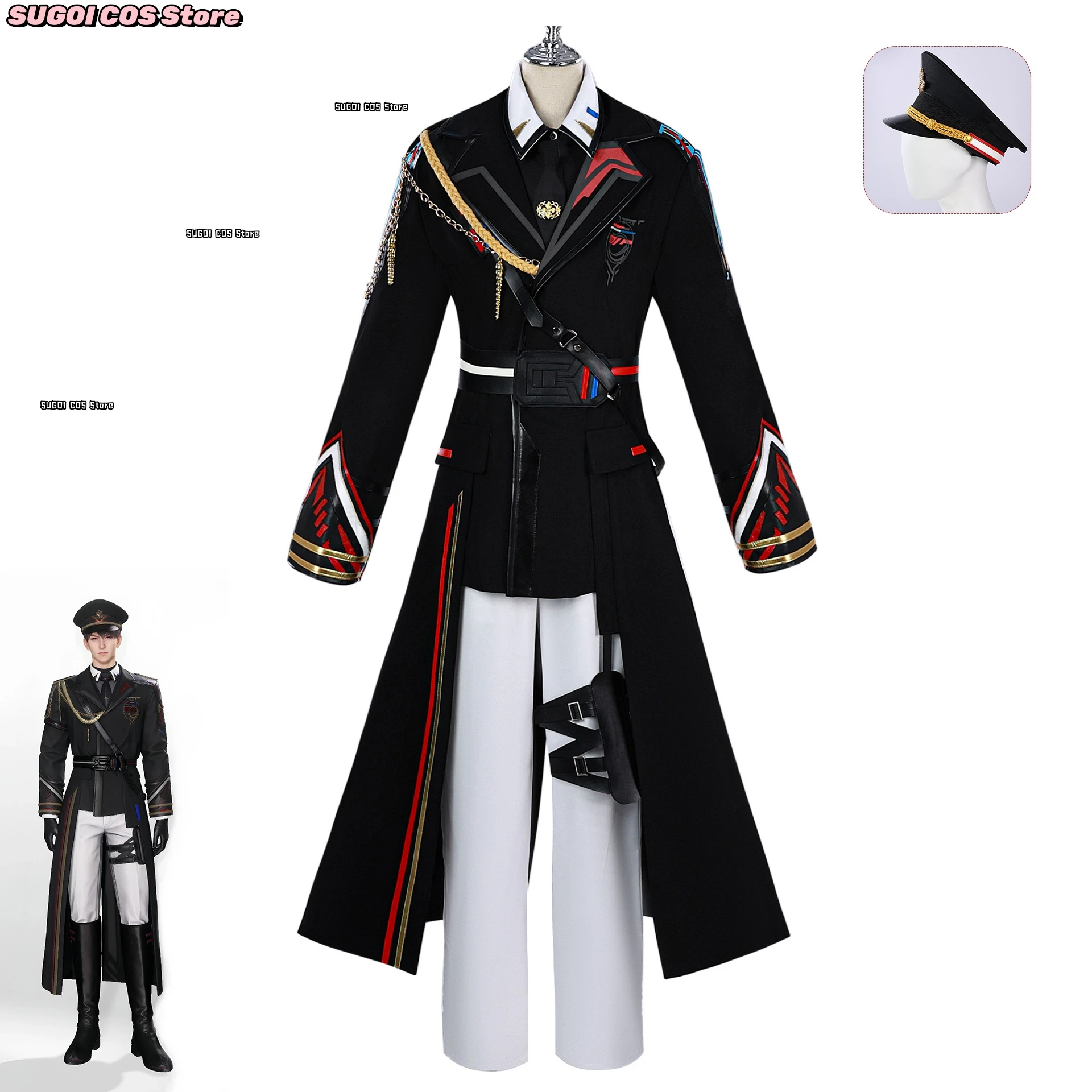 Game Love and Deepspace Caleb Cosplay Costume Wig Accessory Colonel Uniform Man Suit Anime Carnival Party Outfit Role-playing