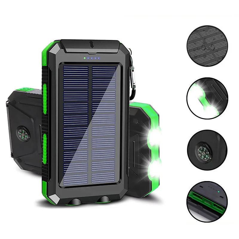 

Portable Solar Power Bank 50000mA Fast Charging Waterproof Mobile Supply External Battery Charger Case for iPhone Samsung Xiaomi
