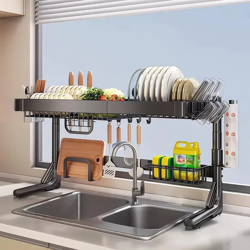 Over the Sink Dish Drying Rack Stainless Steel Countertop Dish Rack