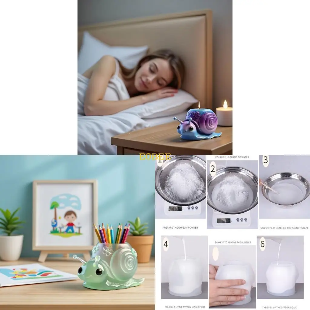 

E0BE Unique Snail Silicone Mold For Resin Jewelry Container Plant Pot