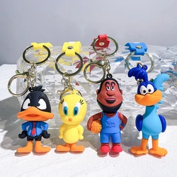 Anime Looney Tunes Keychain Cartoon Bugs Bunny Daffy Duck Tweety Bird Figure Toys Model Silicone Pendant Jewelry Accessories