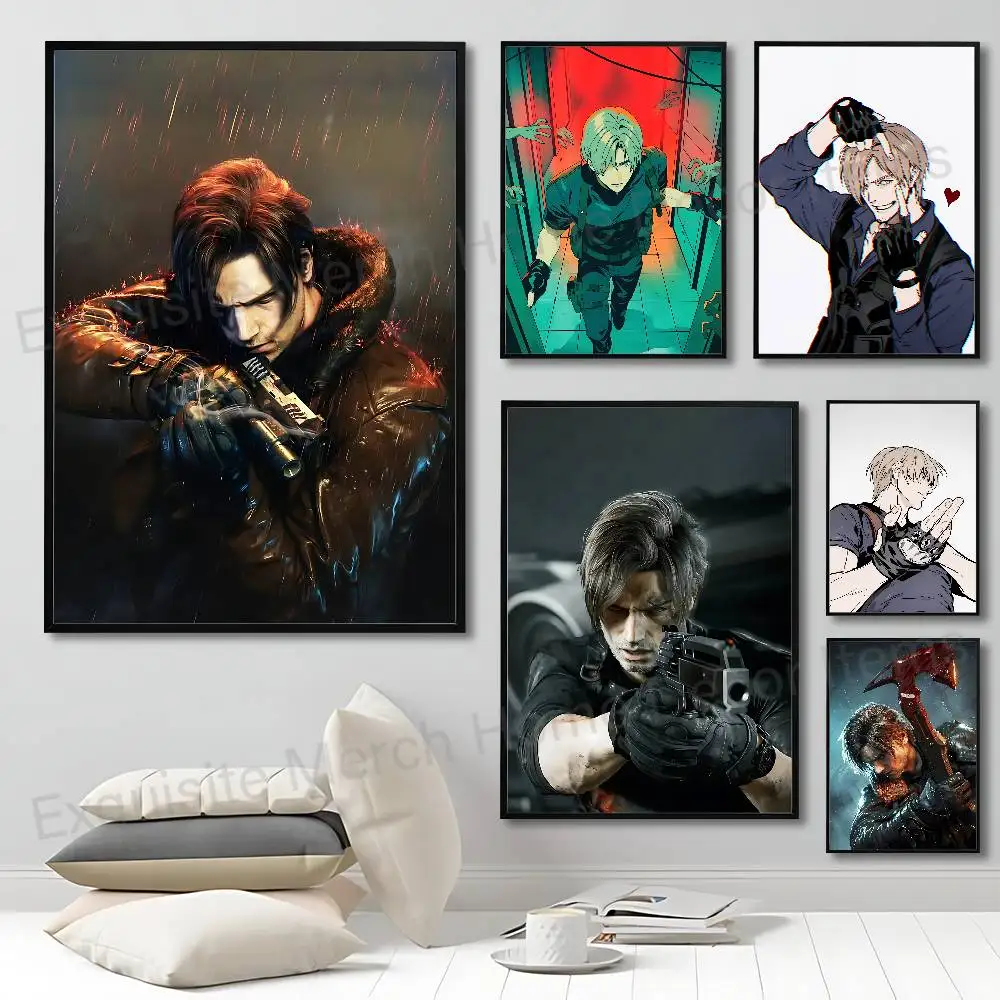 R-Resident E-Evil Leon S Kennedy Classic Poster Wall art print art suitable for living room bedroom bar parlor home decoration