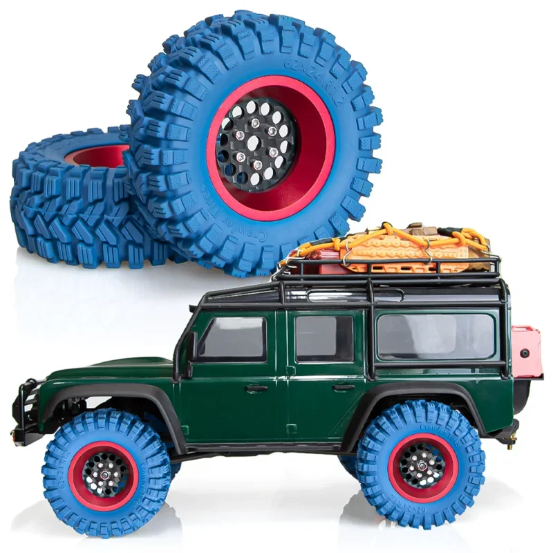 Trail Vehicle Wheel Tire Set, 1.2 Inch Rubber Tires with Aluminum Centers, Four Piece Set for SCX24 FMS 1/18 Scale Daily Use