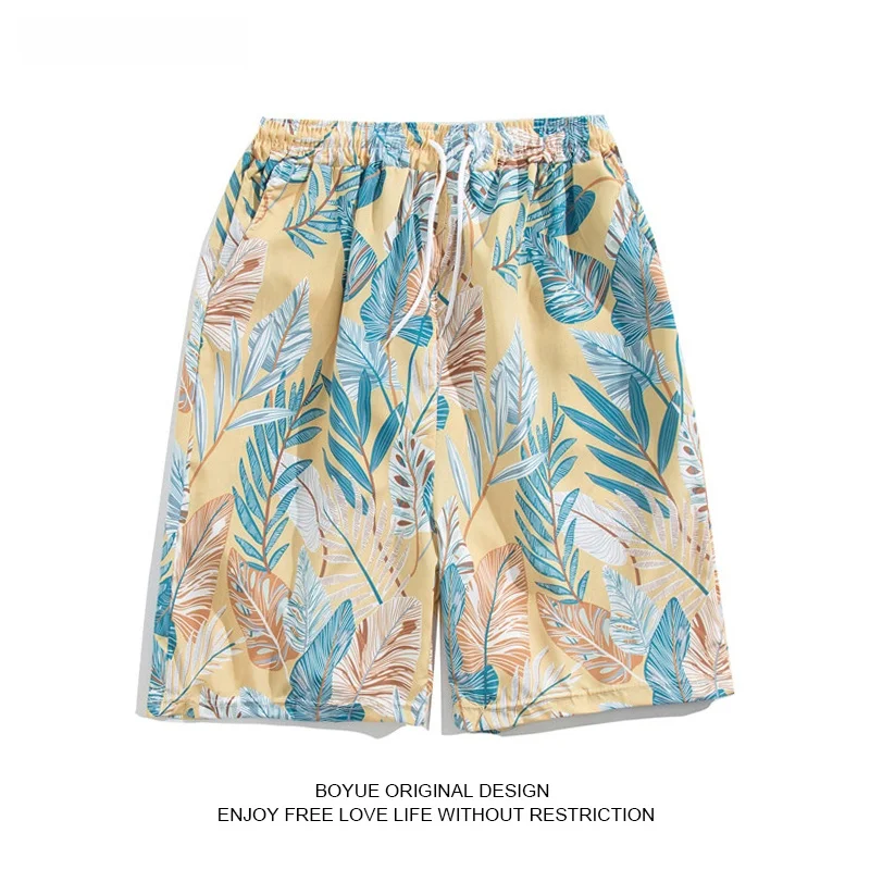 

Летние повседневные пляжные шорты Boyue для мужчин, свободные домашние штаны-бриджи, удобные дышащие штаны с принтом для подростков...