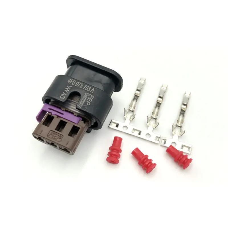 3Pin Auto 4F0 973 703 Radar parkir Eye Plug Gear Sensor silinder tahan air konektor listrik kabel Harness dengan 15CM wir