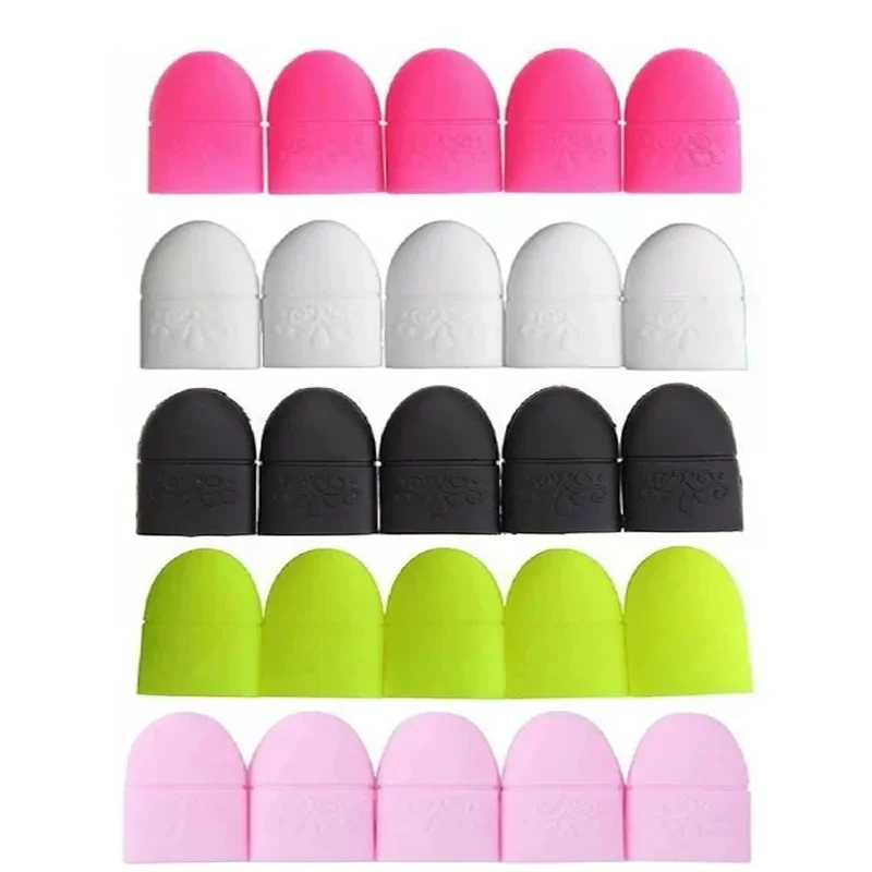 Nail Art Tips UV Gel Polish Remover Wrap Silicone Elastic Soak Off Cap Clip Manicure Cleaning Varnish Tool Reuseable Finger 5pcs