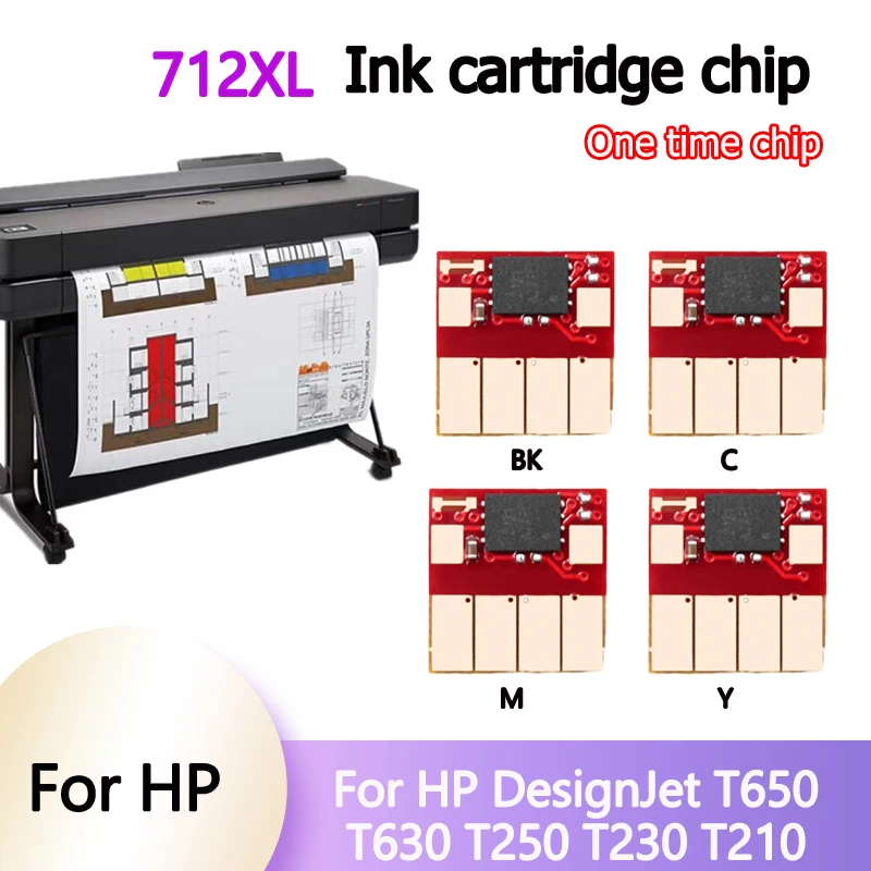 For HP 712 712XL Ink Cartridge Chip  For HP DesignJet T650 T630 T250 T230 T210 Compatible One Time Chip