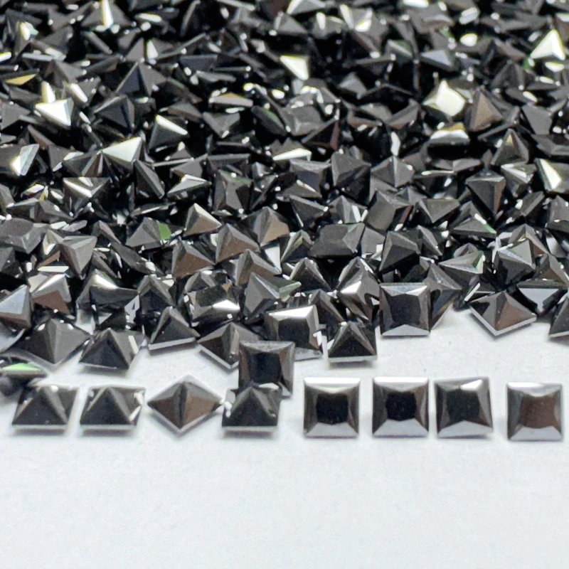 Moissanite Stone Princess Cut Natural Black Color VVS1 with GRA Certificate for Gemstone Charms Top Jewelry Making Materials