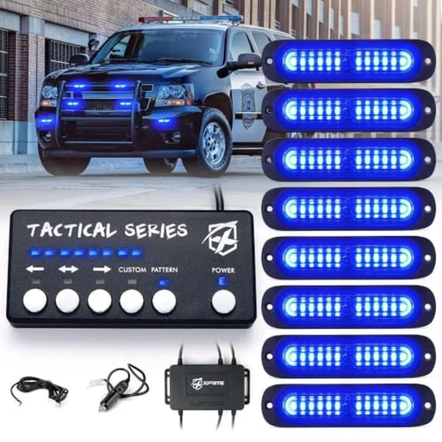 

LED Surface Mount Strobe Police Lights Kit Emergency Safety Warning Flashing Grille Cop Marker Light for Volunteer Vehicles Tru