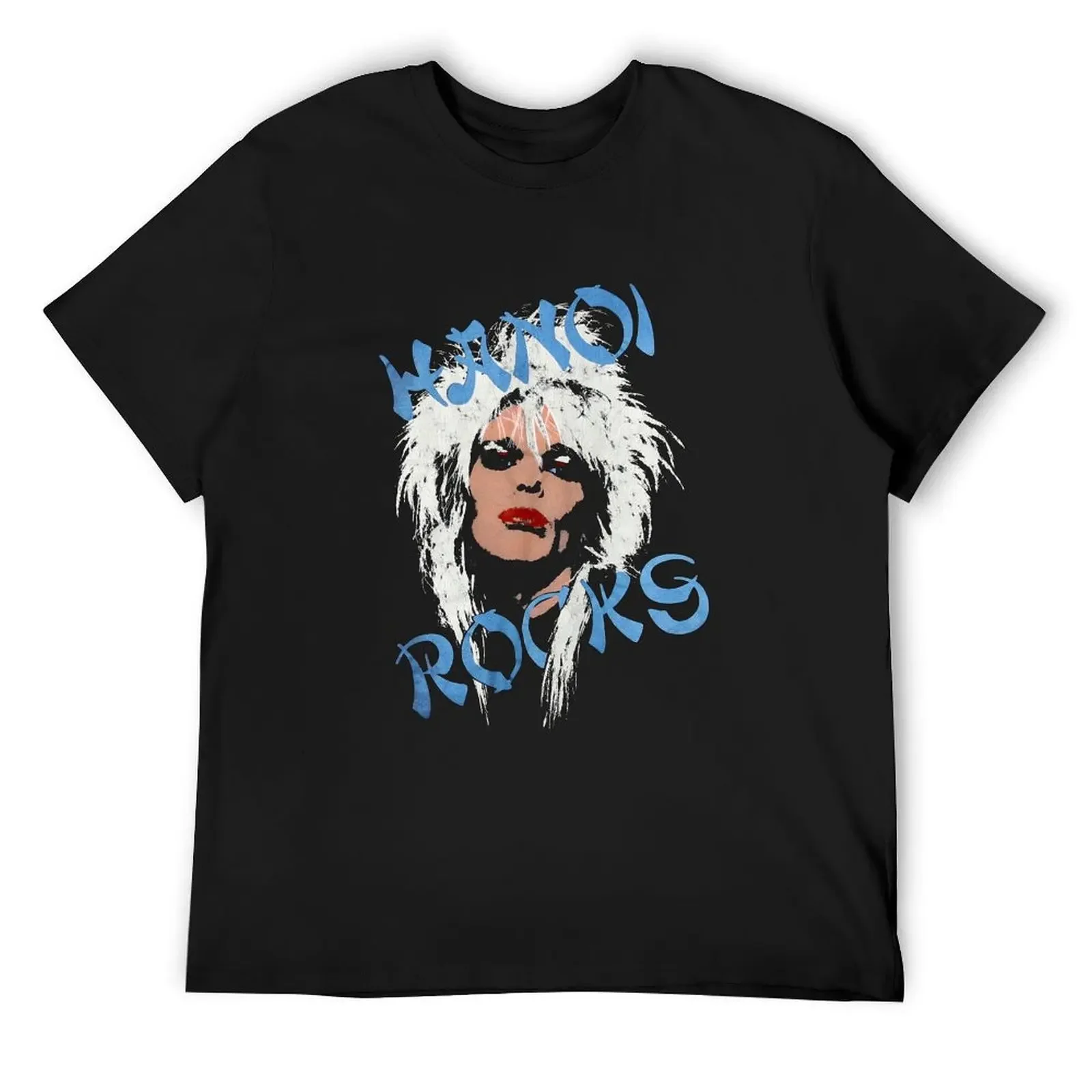 1980s Hanoi Rocks T-Shirt blue archive cotton graphic tees men t shirts high quality