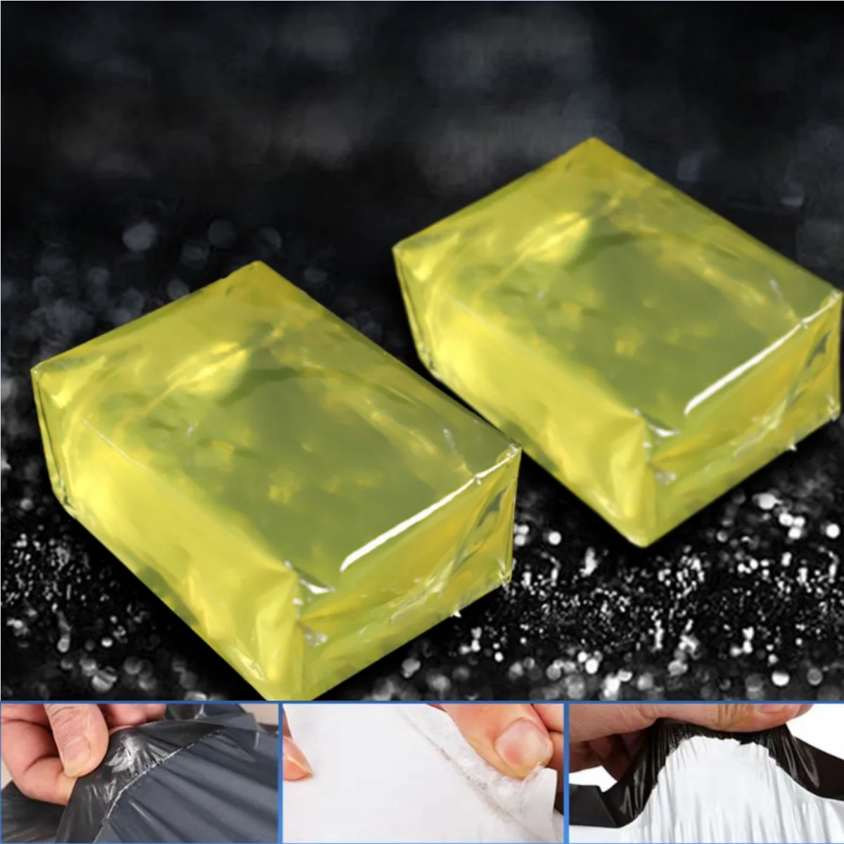 1kg-感圧接着剤ブロック-エクスプレスバッグ-ギフトバッグシーリング接着剤-強力粘着-黄色透明-弾性ビスコース