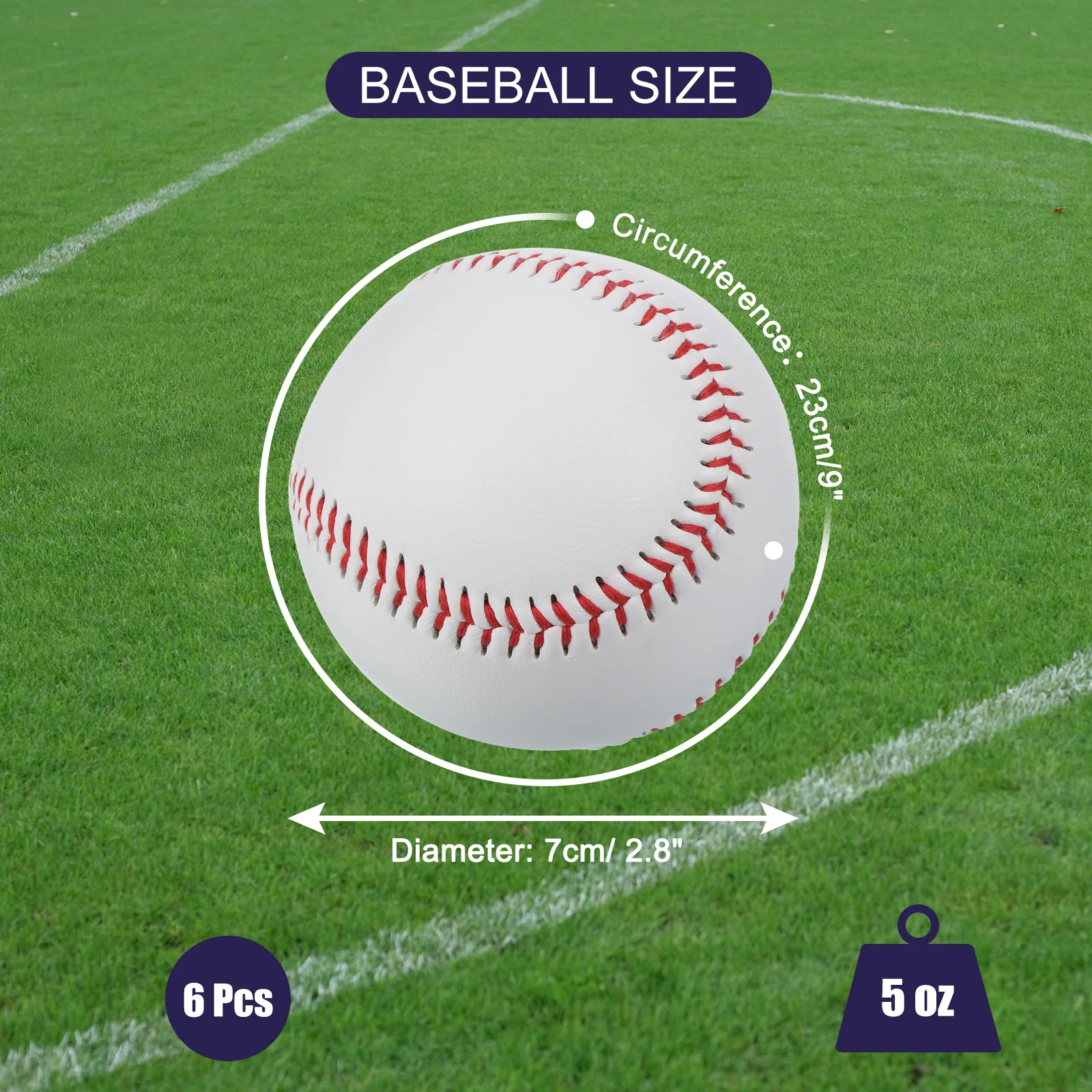 3/6/12pcs Baseball Hard Baseballs Bulk Standard Size Adult Leather Practice Training Baseball Unmarked Baseballs for Pitching 9