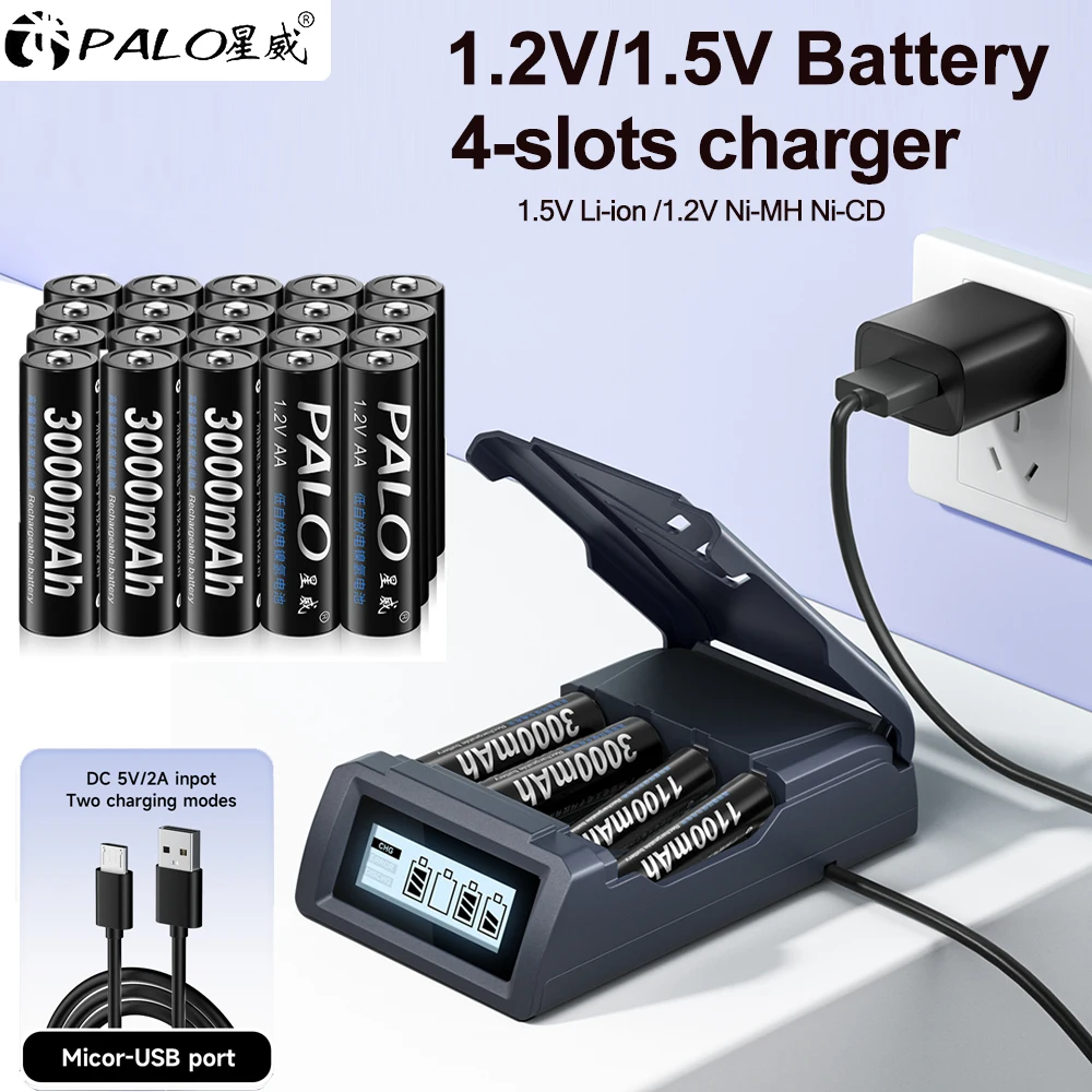 Palo AA Rechargeable Battery 1.2V 3000mAh NI-MH Nimh NiMh High Capacity Rechargeable AA Batteries for Camera Toy Car