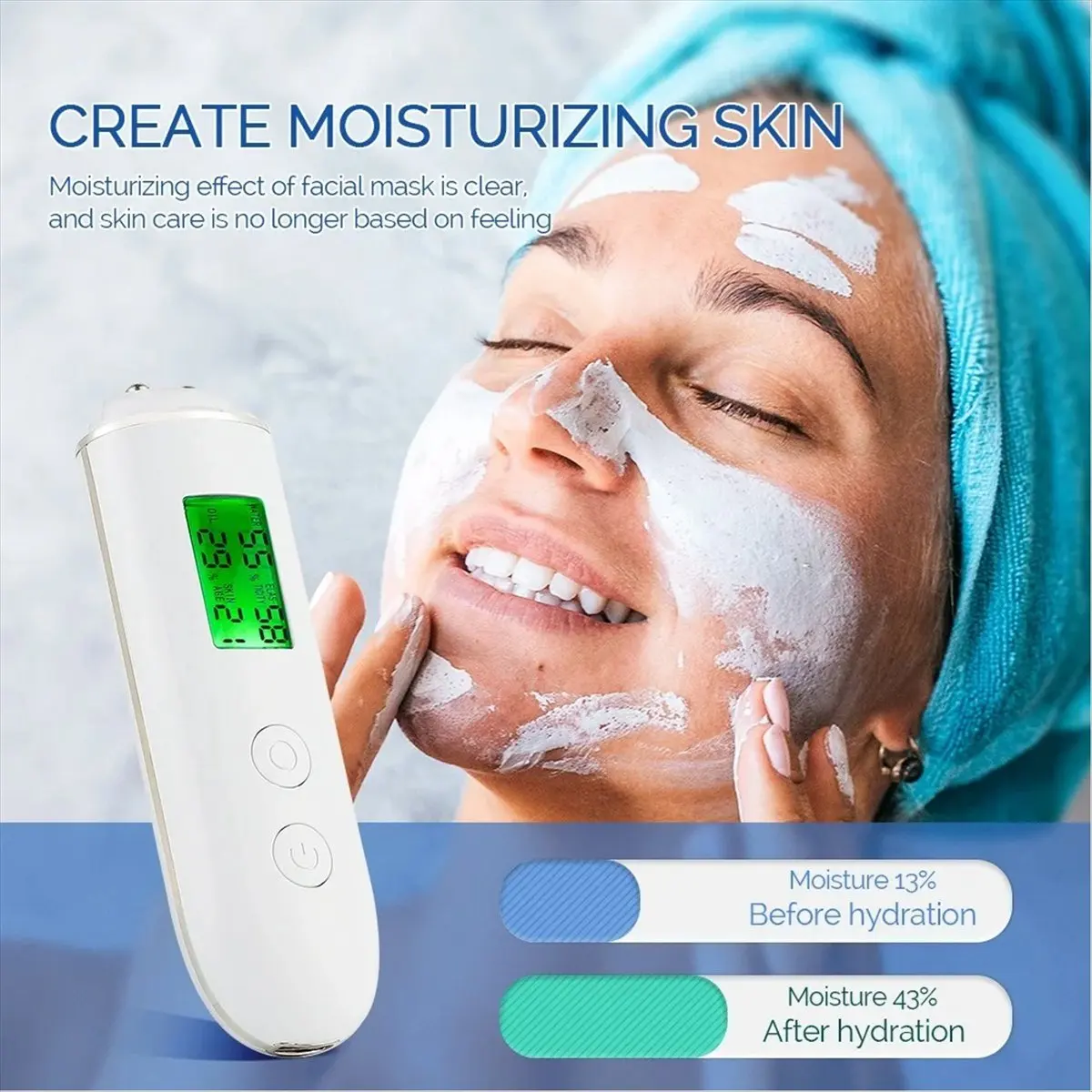 A48U Skin Tester Face Skin Moistureand Oil Content Skin Analyzer Skin Water Cheek Elastic Skin Age Test Meter Agent Detector