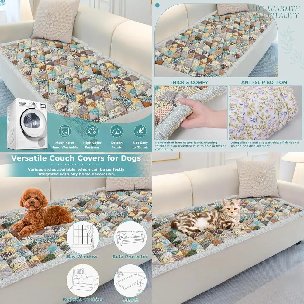 

Нескользящие чехлы на диван для собак, моющиеся хлопковые клетчатые чехлы на диван, защитный коврик для домашних животных, кровать, нечеткий чехол для дивана, друг домашнего животного