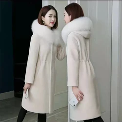 Granule Sheep Shearing Wool Jacket Women Winter NEW Hooded Fox Fur Collar Fur Coats High-quality Thicken Warm Overcoat Female