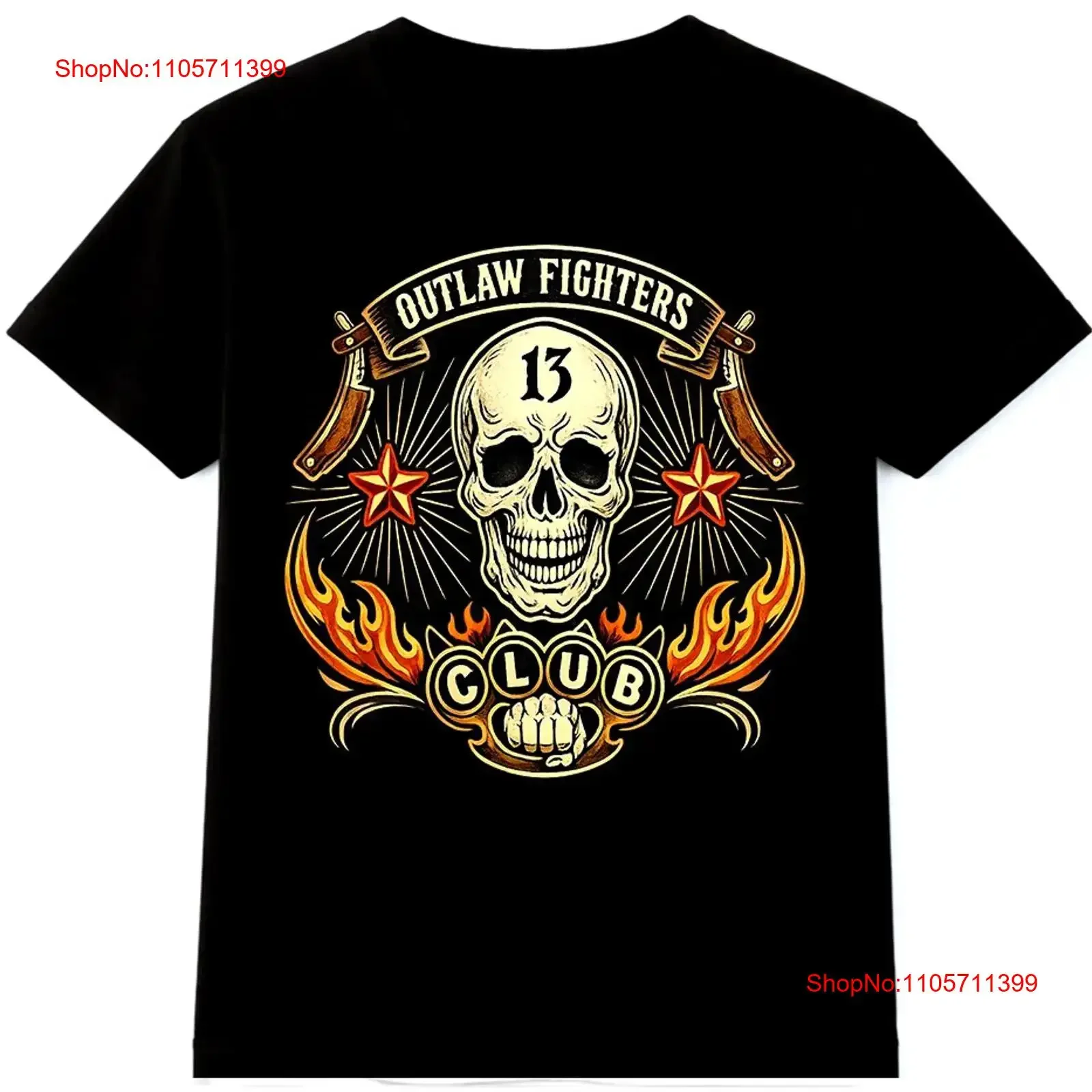 Biker Skull T Shirt Outlaw Riders 13 Vintage Motorcycle Club long or short sleeves vintage Washed Unisex Comfortable Soft