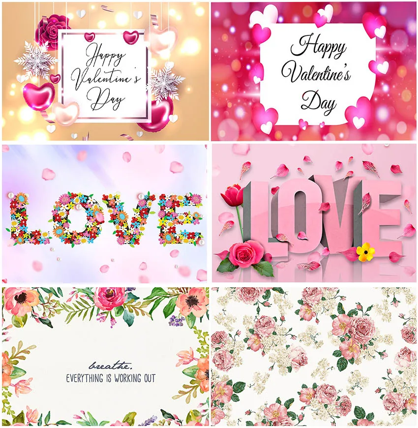 Happy Valentine's Day Poster Backgrounds Love Flowers Adult Anniversary Wall Decoration Custom Bokeh Spring Supplies Backdrops