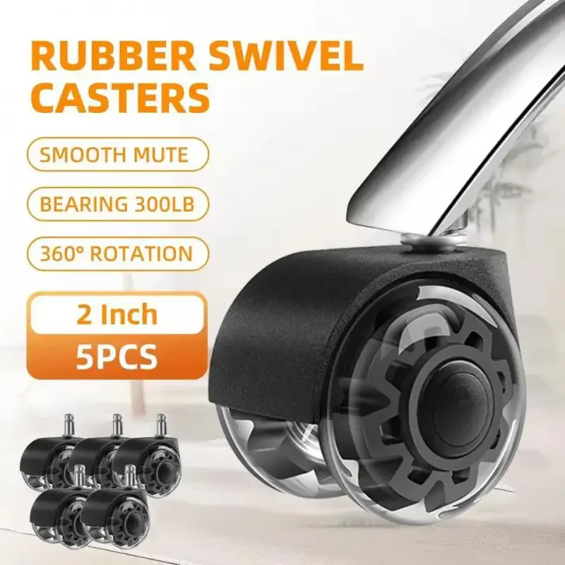 5 Pcs/Lot Heavy Duty 2 Inch M10 Office Chair Wheels Replacement Quick Quiet Rolling Chair Casters for Business Computer Desk