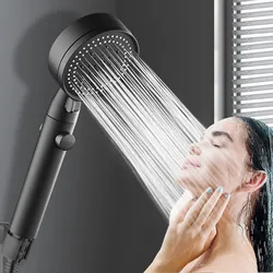 5 Modes Adjustable Shower Head High Pressure Showerheads with Hose Water Saving One-Key Stop Spray Nozzle Bathroom Accessories