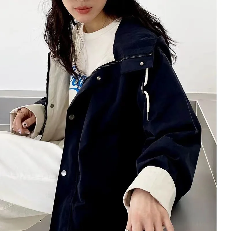 

Trench Coat Short Windbreaker Women 2025 Belt Solid Double Breasted Vintage Lapel Neck Long Sleeves Female Chic Lady Outfits