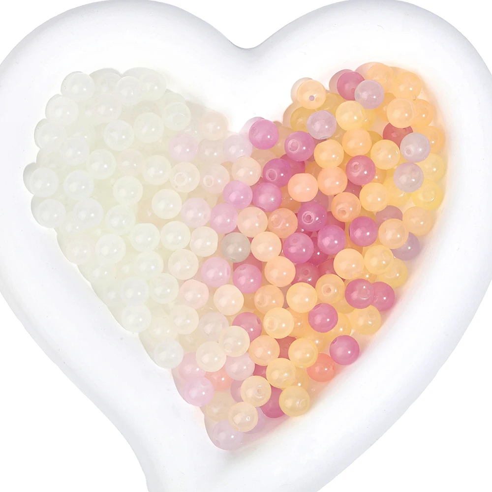 1 Box 280PCS 8MM Color Changing Beads with Hole Glass Round White Transparent UV Sensitive Reactive Sunlight Colorful Spacer