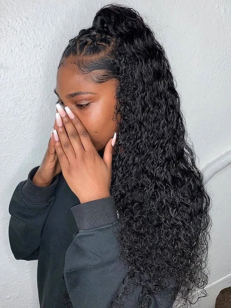 

40 42 Inch Water Curly Human Hair Wig 250 Density 13x6 360 Transparent Lace Frontal Deep Wave Wigs 7x5 Pre Cut Lace Glueless Wig