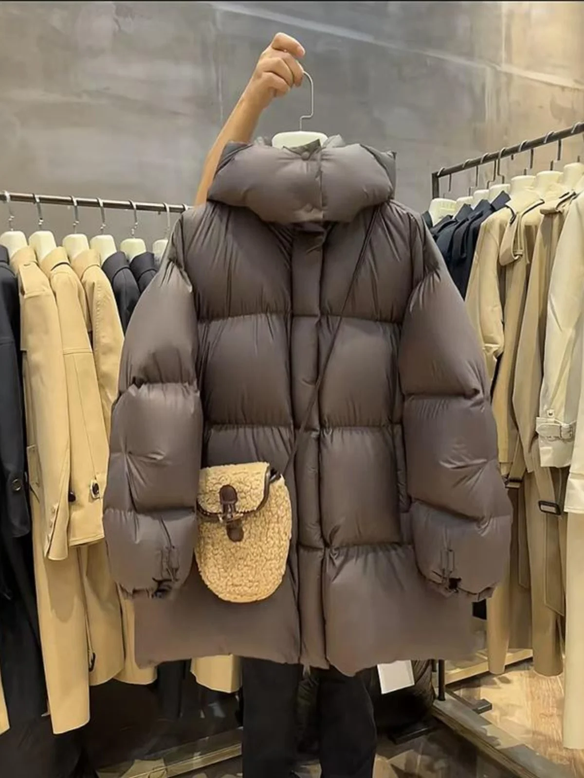 Dames witte ganzendons Jaet met capuchon Thiened Winter nieuwe collectie Koreaanse Sle Loose Fit ritssluiting lange Sve-jas