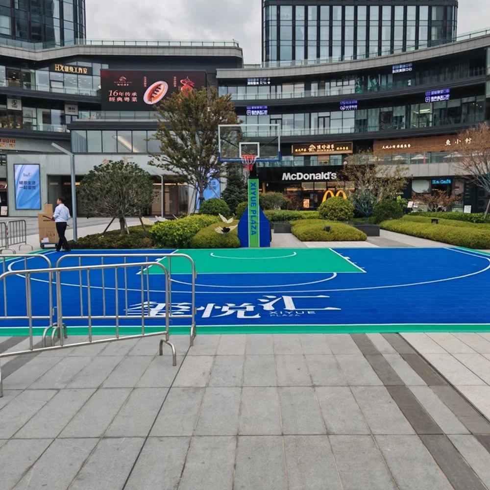 Beable membangun istana impian Anda DIY rumah halaman belakang lapangan basket lantai biru abu-abu olahraga ubin