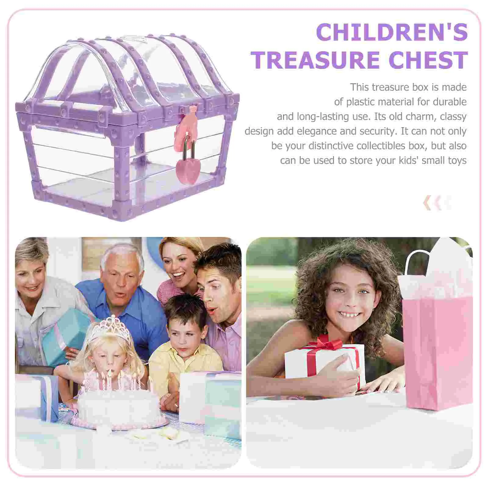 Toddler Toys for Girls Treasure Chest Jewelry Party Favors Box Pirate Kids Pink Plastic Locking