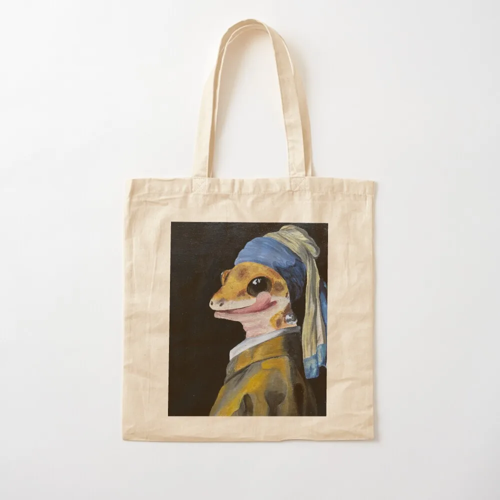 Geck with a Pearl Earring Tote Bag Women's bags tote bag men reusable shopping bag